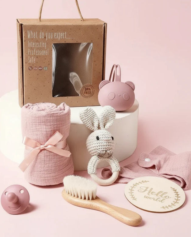 Luxury Baby Gift Set for Newborn – Baby Combo with Swaddle, Toy & Accessories